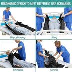 Bed Positioning Pad with Reinforced Handle, 70" X 40" Multipurpose Waterproof Transfer Sheet for Turning, Lifting & Sliding, Reusable Washable Patient Positioning Sheet for Bedridden, Caregiver, Black
