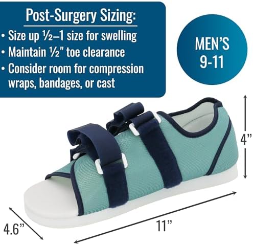 DMI Post Op Shoe, Surgical Walking Shoe or Walking Boot for Foot Pain, Broken Foot or Toes, Lightweight with Adjustable Straps, Universal Left or Right Foot, 1 Each, Shoe Size Men's 9-11
