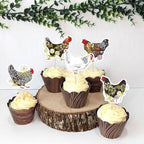 36Pcs Cute Chicken Hen Cupcake Toppers Egg Hatching Hens Cupcake Picks for Mother Hen Theme Birthday Party Chicken Farm Animals Baby Shower Girls Boys Birthday Party Cupcake Decorations