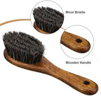 Patelai 4 Pieces Barber Fade Brush Set with Natural Fiber Wooden Handle Beard Styling Brush, Neck Duster, and Cleaning for Men's Grooming (Brown)