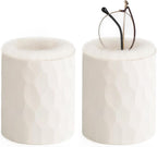 Mkono Plush Lined Eyeglasses Holder Protective Glasses Holder Stand Case Anti-scratch Glasses Storage Organizer for Table, Desk, Nightstand, Office, Ivory, Set of 2