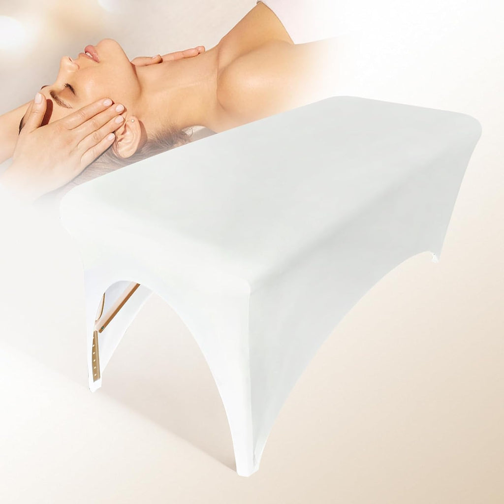 Spa Bed Cover Professional Lash Bed Cover Stretchy Massage Table Cover Beauty Bed Protective Topper, Excellent for Lash Extension, Spa, Massage, Beauty Salon, Wax, Tattoo Bed and Table (White)