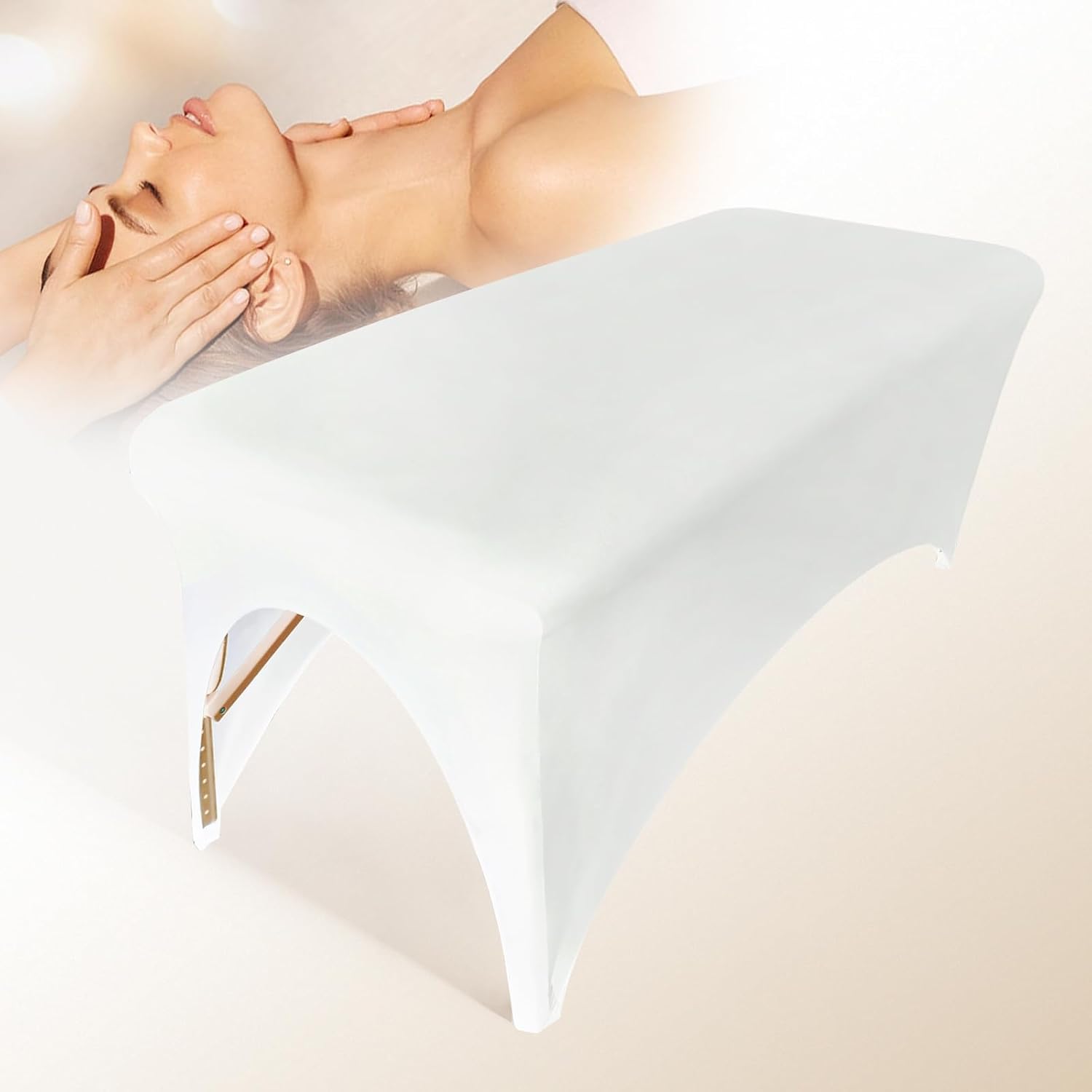 Spa Bed Cover Professional Lash Bed Cover Stretchy Massage Table Cover Beauty Bed Protective Topper, Excellent for Lash Extension, Spa, Massage, Beauty Salon, Wax, Tattoo Bed and Table (White)