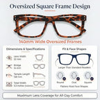 Eyekepper 5 Pack Reading Glasses +1.00, Oversized Square Large Frame Readers for Men Women, Fashion Spring Hinge Eyeglasses, Multi-Color Value Pack