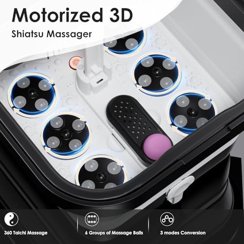 Foot Spa Electric Rotary Massage, with Touchscreen Pro Color Display, Collapsible Foot Bath with Heat, Bubble,Remote Control, Adjustable Temp Control, and 24 Motorized Shiatsu Massage Balls (Black)