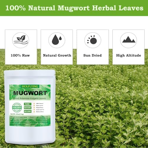 Dried Mugwort Leaves, 7.0oz(200g), Natural Artemisia Vulgaris Herbal Loose Leaves, 100% Natural Mugwort Loose Leaf Tea, No GMO