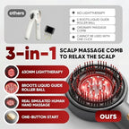 3-in-1 Scalp Massager with Oil Applicator, Portable Cordless Scalp Brush for Men & Women, Adjustable Speed, Soothing Red LED Mode, IPX6 Waterproof, Rechargeable Head Massage Comb for Shower & Dry Use