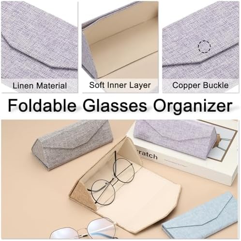 PATIKIL Foldable Glasses Case, Triangle Magnetic Sunglasses Organizer Case PU Leather Eyeglass Case with Eyeglass Cloth