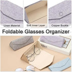 PATIKIL Foldable Glasses Case, Triangle Magnetic Sunglasses Organizer Case PU Leather Eyeglass Case with Eyeglass Cloth