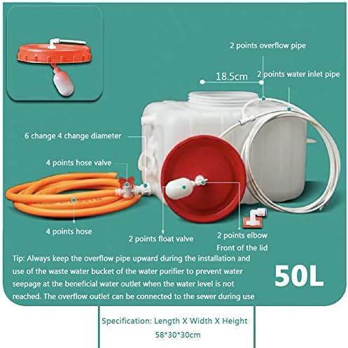 Outdoor Household Water Purification Bucket, Large-Capacity Storage Layer Water Purification Food-Grade Large Plastic Bucket with Lid Valve Outdoor Camper Water Tank,50L