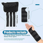 SATINIOR 2 Pack Carpal Tunnel Wrist Brace Night Wrist Sleep Support with Metal Splint Adjustable Compression Strap for Women Men Tendinitis Sports Sprained Pain Relief(Right and Left Hand,Black)
