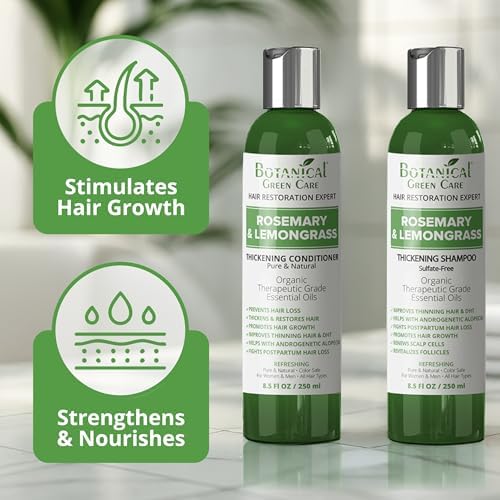 Hair Loss Shampoo Rosemary & Lemongrass & Conditioner Set. (2 items) - Saw Palmetto Hair Growth For Hair Thinning, DHT Blocking.