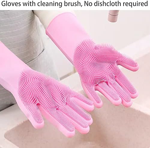 Dishwashing Gloves Kitchen Magic Gloves Dishwashing Brush (Pink)