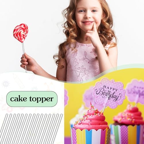 Zopeal 200 Pcs Acrylic Lollipop Sticks Clear Cake Pops Rods Cake Topper Candy Cupcake Treat Stick for Wedding Chocolate Cookie Dessert Handmade DIY Crafts Party Decor Gardening(6 x 0.12 Inches,Clear)