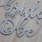 Bride to Be Cake Topper for Bridal Shower / Wedding Shower / Engagement / Bachelorette / Hen Party Decorations, Double Sided Silver Glitter