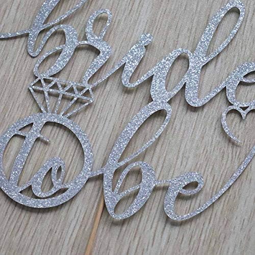 Bride to Be Cake Topper for Bridal Shower / Wedding Shower / Engagement / Bachelorette / Hen Party Decorations, Double Sided Silver Glitter