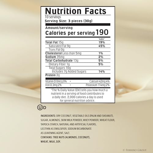 Raffaello Coconut Almond Pralines in Metal Tin Box 30 Individually Wrapped Treats, 10.6 oz
