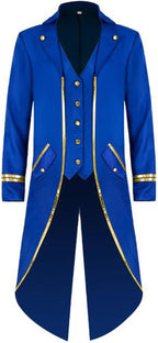 WISHU Mens Steampunk Medieval Jacket, Gothic Victorian Renaissance Tailcoat Vampire Halloween Costume Vintage Frock Coat