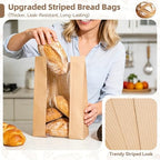 25 pcs Paper Bread Bags, Sourdough Bread Bags for Homemade Bread, Large Bakery Bags with Window for Packaging Baked Goods, Loaves, Label Seal sticker included