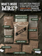 MRE Meals Ready to Eat – Military Survival Food Kit for Camping, Hiking, Hunting, Fishing, Outdoor Adventure & Emergency Preparedness – Complete Meal Rations with Flameless Heater, Long Shelf Life (Inspection Date 2026), Random Menu 1 Pack