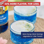 Torani Blue Raspberry Syrup 1 Liter Bottle with Pump Dispenser – Flavored Syrup with Pure Cane Sugar & Natural Ingredients – Perfect for Snow Cones, Shakes, Cocktails & Desserts