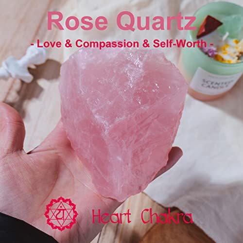 Apengshi 1pcs Rose Quartz Raw Crystal 0.22-0.33lb Natural Crystal Healing Stones Rough Crystal Gemstones for Tumbling, Polishing, Home Decoration, Fish Tank Decoration DIY, Wicca Therapy