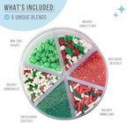 Sweets Indeed Christmas Sprinkles Mix – 6-Cell Holiday Assortment 6.45 oz | Edible Jimmies, Nonpareils & Sugar Pearls for Decorating Christmas Cookies, Cupcakes, Cakes & Holiday Desserts