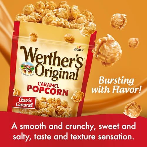Werther's Original Popcorn Gift Duo - Classic Caramel & Salted Caramel - Pack of 2, 5.29 oz. Resealable Bags By Lyza's Sweets & Treats