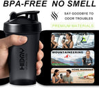[ 2 Pack 400 ml / 12 OZ Protein Shaker Bottles for Protein Mixes, 2 x Whisk Ball | Shaker Cups for Protein Shakes | BPA Free, 100% Leak Proof, No Smell | Small Shake Bottle (A) Black/White
