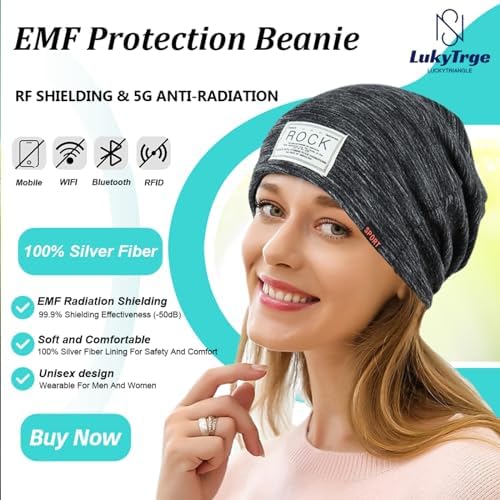 EMF Protection Beanies Cap,Unisex Faraday Hat,Microwave Radiation Blocking Stretch Cap