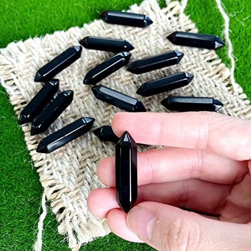 ZHIYUXI Black Obsidian Stone Gemstones Obsidian Crystal Points Healing Crystals Wand Black Obsidian Crystal Black Stones Rock Tumbled Polished Energy Reiki Meditation Yoga Decor Gifts 10 Pcs