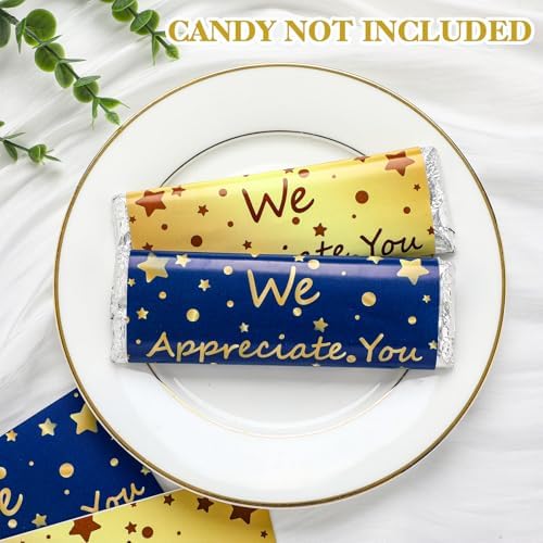 Moinchore 100 Pcs Teacher Appreciation Gifts Employee Appreciation Gifts We Appreciate You Chocolate Candy Wrappers for Paraprofessional Team Party Favor DIY Lover Birthday Graduation(Star)