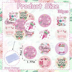 36pcs Edible Happy Mother's Day Cupcake Toppers Pink Wafer Paper Love Mom Thank You Mom Cupcake Picks Edible Flower Mother’s Day Cake Toppers for Best Mom Mother's Day Theme Party Supplies