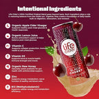 Life Cider Black Cherry Apple Cider Vinegar Soda, 4 Pack, Organic Sparkling AVC Drink, Natural Flavors, Promotes Gut Health, Vitamins C, B12, Zinc, D3
