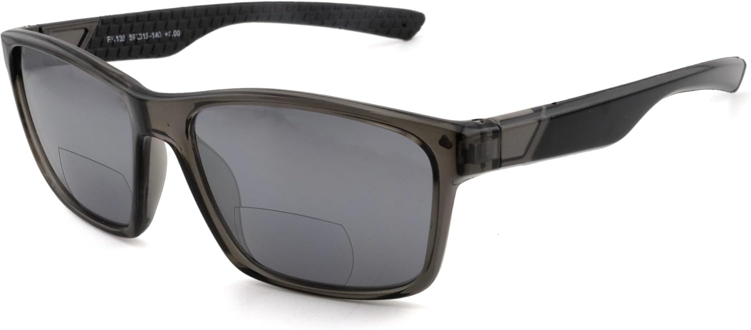 Bifocal Reading Sunglasses for Men Women, Casual Sport Wrap Around Sun Readers TR90/Rubber Arms UV400 Outdoor