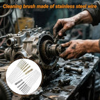 RAWILL 16Pcs Tube Cleaning Brush, Brass Stainless Steel Engine Cleaning Brushes, 12 Inch Long Round Wire Pipe Cleaner for Deep Pipes, Auto Parts, Engine Parts, 8 Sizes