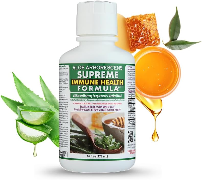 Deca Aloe – Father Zago’s Supreme Immune Health Formula – Aloe Arborescens Juice with Raw Unpasteurized Honey – Immune System Support – 16 oz Bottles – Pack of 4