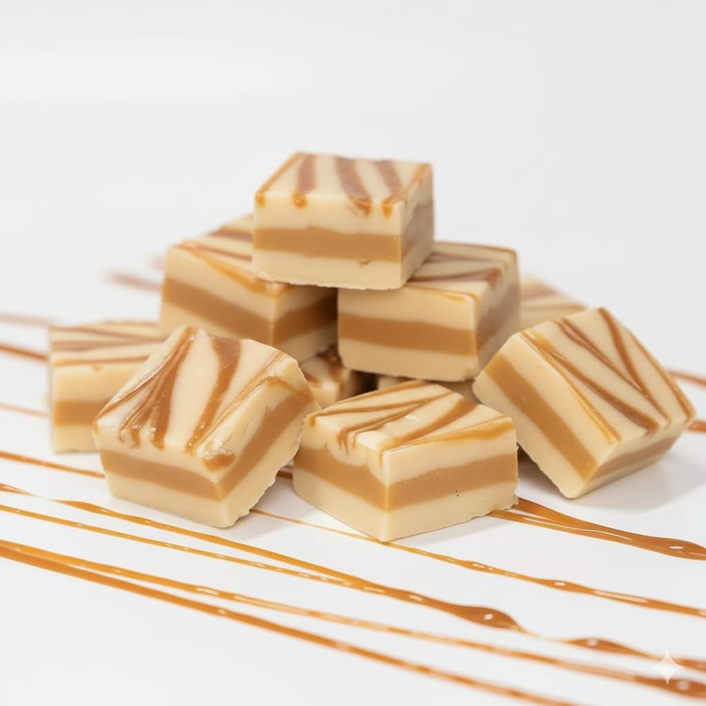 Valley Fudge, Caramel Vanilla Swirl, Fresh Artisan Fudge, Real Butter, Gourmet Candy, One Pound Package