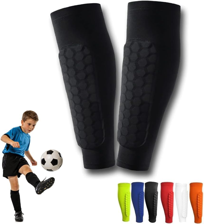Soccer Shin Guards Shin Pads for Kids Youth Adult, Shin Guards Calf Compression Sleeve with Honeycomb Pads, Lightweight Calf Protective Gear for Football Soccer