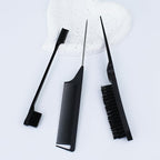 3 Pieces Hair Styling Comb Set Teasing Hair Brush Rat Tail Comb Edge Brush for Brushing, Combing, Slicking Hair for Women(Black)