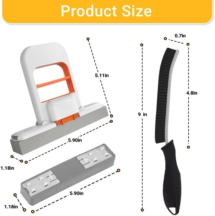 Mini Mop and Cleaning Brush Set, Foldable Self-Squeeze Sponge Mini Mop & Hard Bristle Crevice Cleaning Brush for Small Spaces, Tight Spaces, Gaps, Grout Cleaning, Kitchen, Bathroom, Desktop