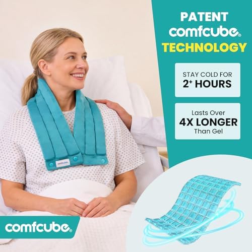 Neck Ice Pack Wrap for Cervical Pain and Cooling, 2 Hours Long Lasting Cold Ice Pack for Neck Shoulders, FSA Eligible, Flexible Cold Pack for Hot Weather, Hot Flashes, Surgery, Swelling