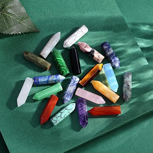 QINJIEJIE 20 PCS Healing Crystals Stones Sets Wands Bulk Natural Pocket Amethyst Crystal Rose Quartz Assorted Pointed Reiki Gemstones Polished Energy Meditation Chakra Mother's Day Gifts for Women