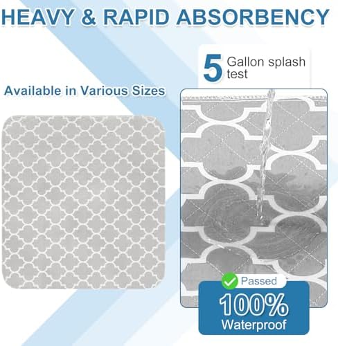 OUTCREATOR® Washable Bed Pads 34" x 36" (Pack of 4), Incontinence Mattress Protector, Anti-Slip Waterproof Underpads for Adults Kids Elderly Pets, Absorbency & Reusable Bedwetting Pads (Gray)