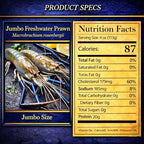 OCEANZEN Jumbo Freshwater Prawn|Macrobrachium Rosenbergii|Jumbo Size, Head-On, Shell-On, IQF|Sweet, Firm Texture|Restaurant-Quality Seafood for Grilling, Stir-Fry & Steaming|2LB/Pack|10 lb