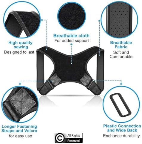POAGL Adjustable Posture Corrector Brace for Men – Universal Fit Upper Back, Shoulder & Clavicle Support, Helps Improve Posture & Relieve Neck, Shoulder & Back Pain (Patented Design)