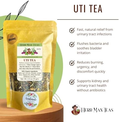 UTI TEA - Disinfects bladder, kidneys, urinary tract quickly formulated by master herbalist Khabir – 100% Organic, Non-GMO, No Additives