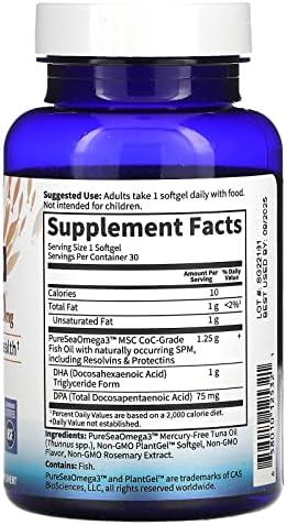 Garden of Life Dr. Formulated DHA 1,000mg Fish Oil - Lemon, Once Daily 1000mg DHA + DPA in Triglyceride Form, Single Source Omega 3 Supplement for Ultimate Eye, Brain & Heart Health, 30 Softgels