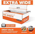 Stock Your Home Aluminum Foil Sheets, 200 Count, 15' Extra Wide Heavy Duty, Pop Up Foil Sheets for Restaurant, Deli, Home Use