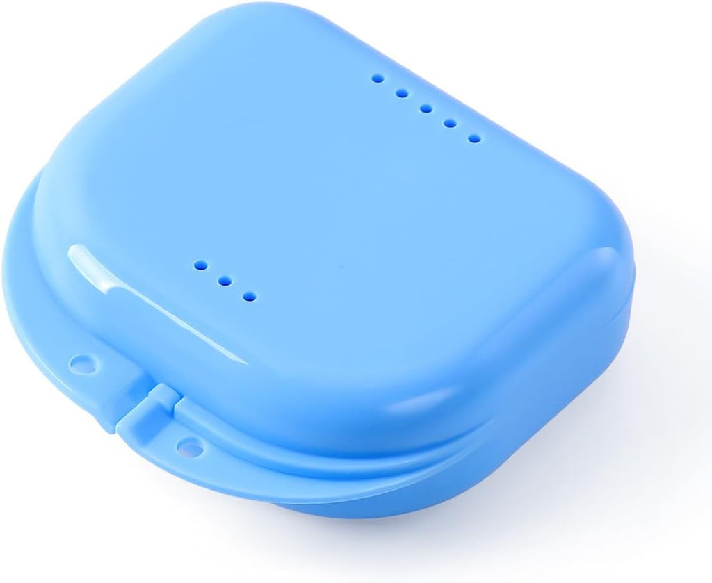 JMU Retainer Case with Vent Holes, Orthodontic Retainer Case Mouth Guard Case with Tight Snap Closure, Light Blue